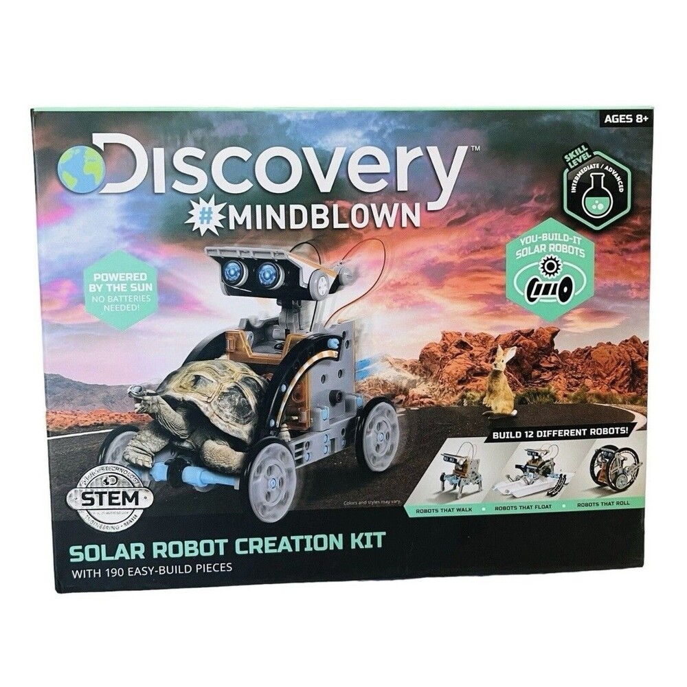Discovery Kids Mindblown STEM Solar Robot Creation Kit – 12-in-1, 190-Piece